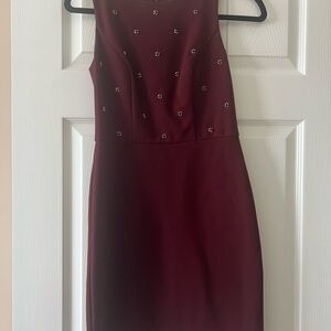 Ann Taylor Burgundy Mini Dress with Embellishments